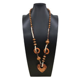 Wooden Beads Cube Heart Print Long Necklace_Cwmm4918