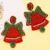 HANDMADE BEADED CHRISTMAS BELL EARRINGS_CWAJE1044