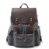 Waxed Canvas Leather Trim Travel Backpack_Cwab5524