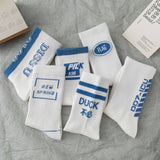 COTTON BREATHABLE LETTER SPORTS MID CALF SOCKS_CWMS1417