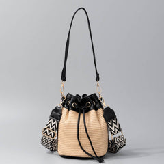 Women Handmade Straw Bucket Crossbody Bag_Cwab1999