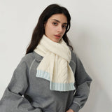 Twist Knit Wool Blend Scarf Cozy Two-Tone Wrap_Cwasc1283