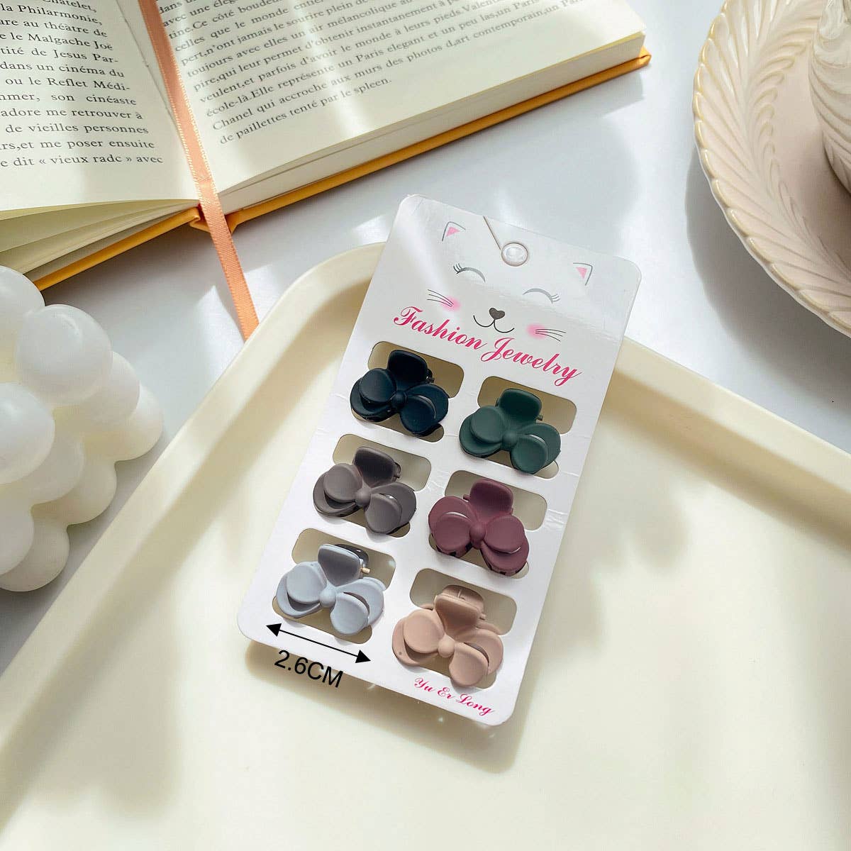 SET OF 6 SMALL CLAW HAIR CLIPS SIMPLE CHIC_CWAHA0386