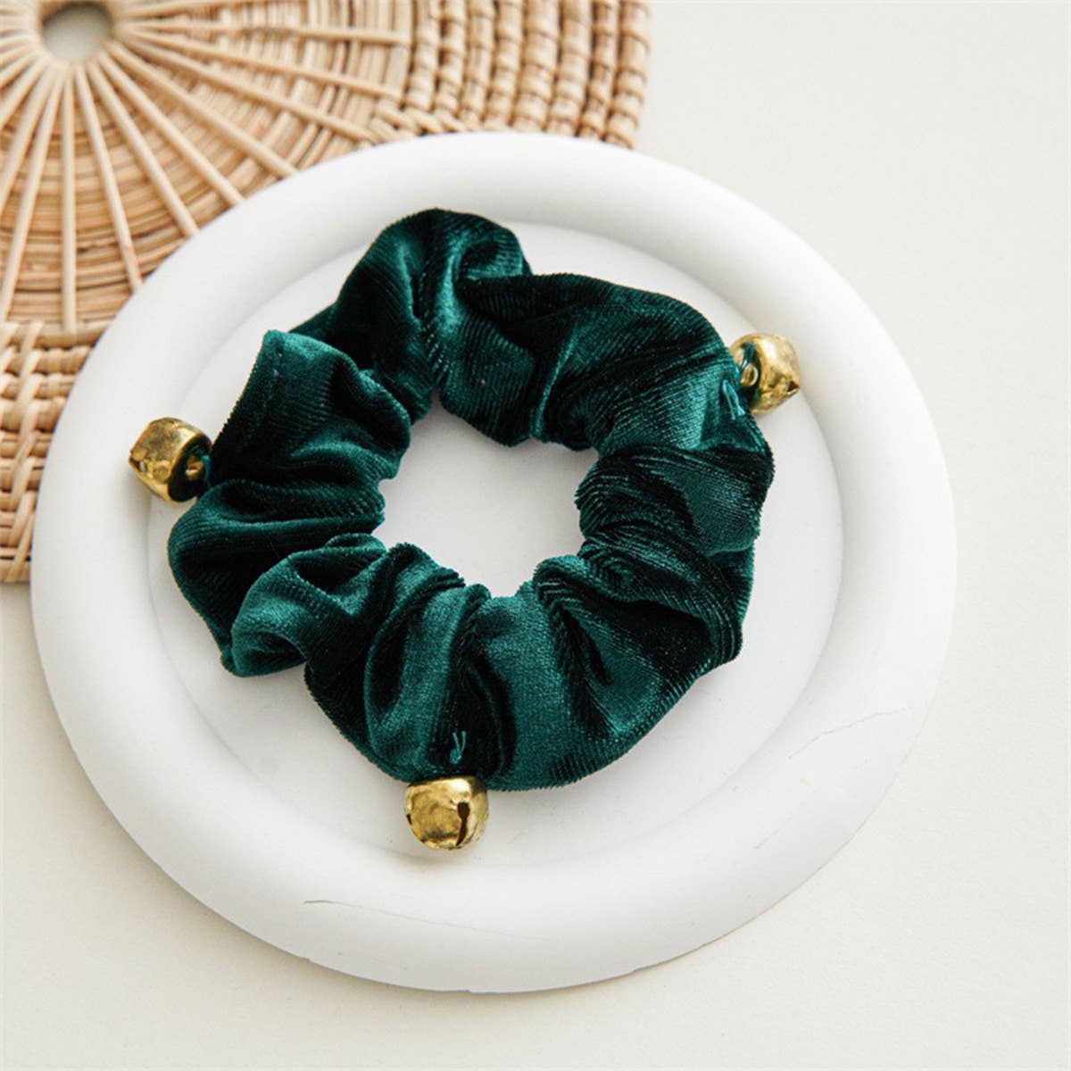 8Pcs Xmas Plush Hair Scrunchies Jingle Bells_Cwaha07590