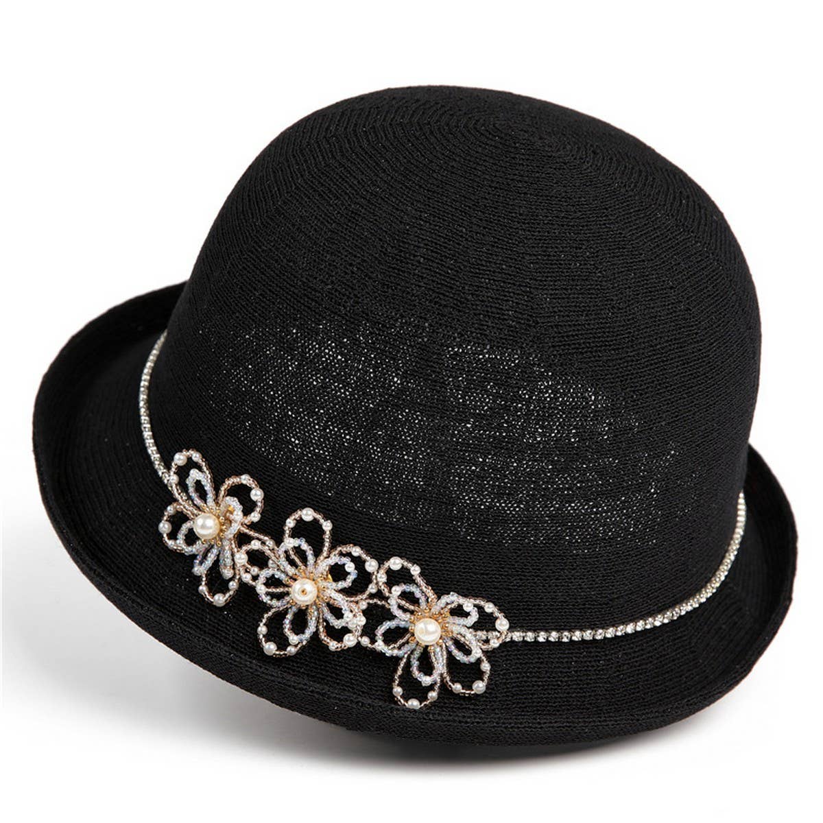 PEARL FLOWER HEMLINE FISHERMAN HAT_CWAH1454
