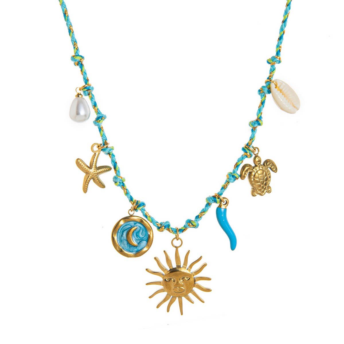 Unique Rope Chain Necklace Lotus Feather Elephant_Cwaje05663