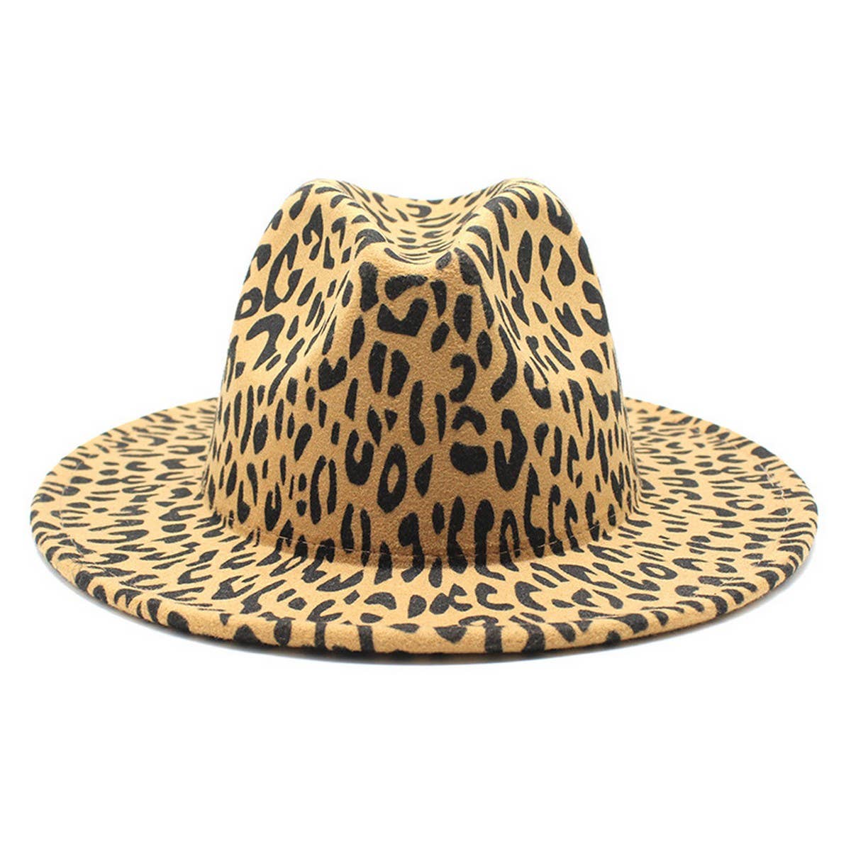 LEOPARD PRINT WOOLEN HAT WIDE BRIM JAZZ HAT_CWAH2534