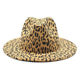 CAMEL FEDORA LEOPARD PRINT HAT JAZZ WIDE BRIM HAT_CWAH2563