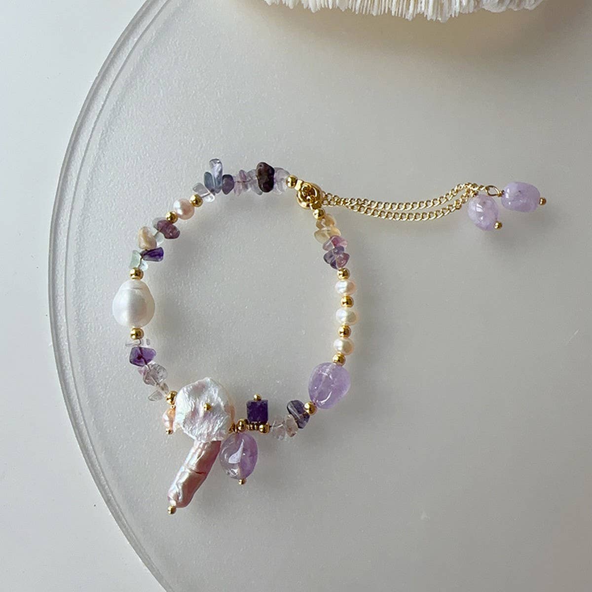 NATURAL STONE PEARL FRENCH NECKLACE BRACELET_CWAJE1693