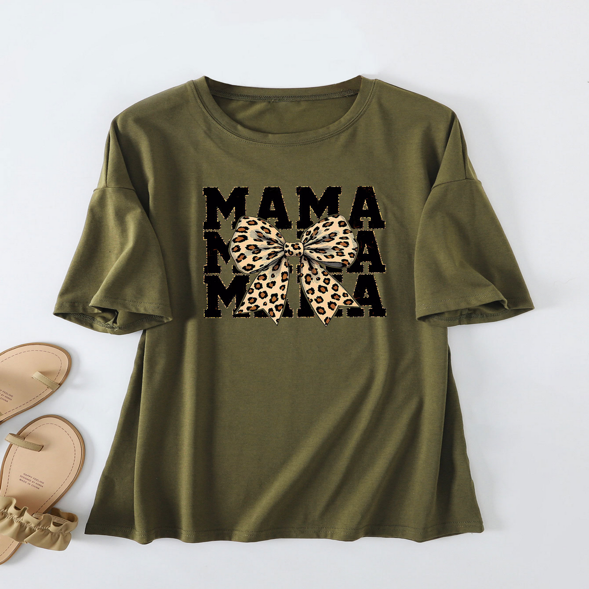 LEOPARD BOW PRINT T SHIRT LOOSE FIT FOR WOMEN_CWTTS1461