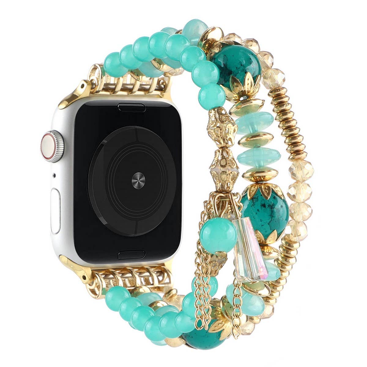 APPLE WATCH 7 1 THREE ROW PEARL ELASTIC STRAP_CWASC1563