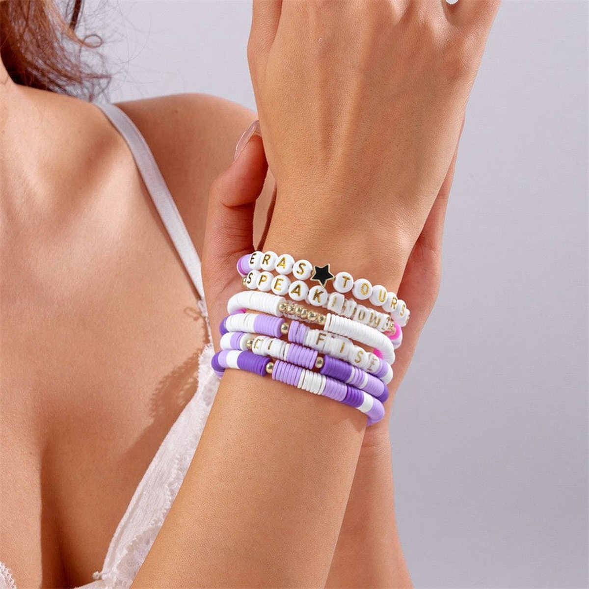 MULTILAYER ELASTIC LETTER BEAD BRACELETS SET_CWAJE0711