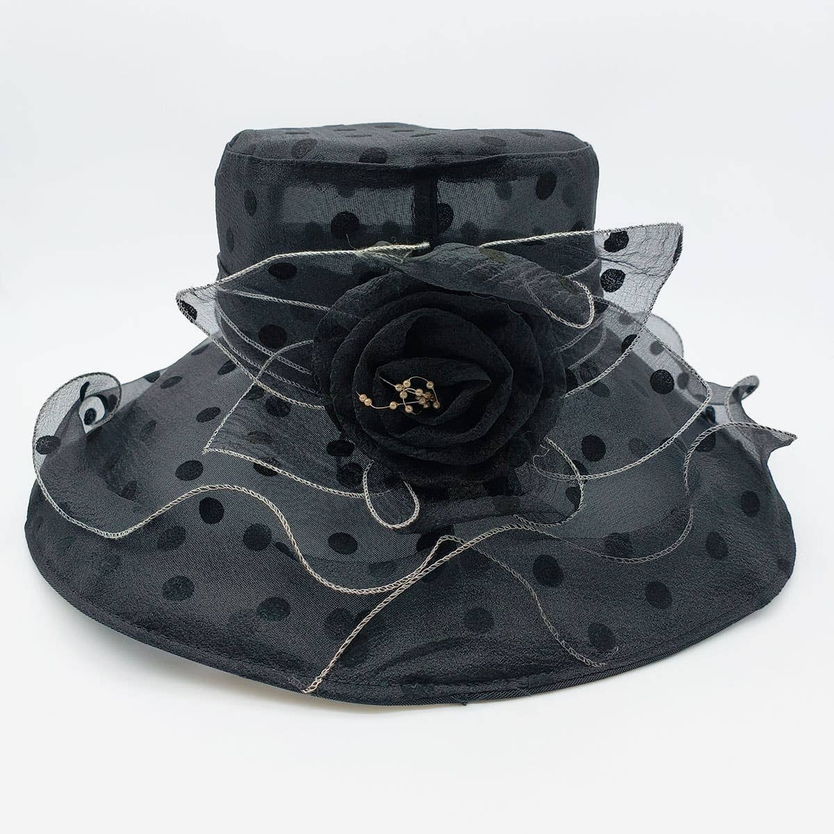 Women Mesh Wavy Edge Beach Sun Hat_Cwah1209