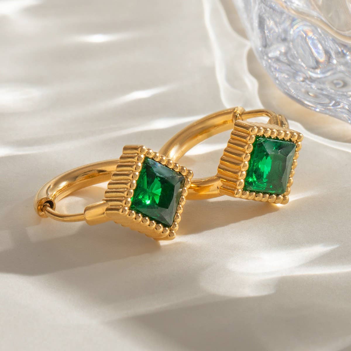 18K GOLD TITANIUM STEEL ZIRCON HIGH END EARRINGS_CWASC1677