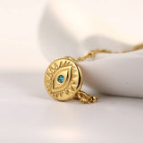 EVIL EYE STAINLESS STEEL GOLD PLATED NECKLACE_CWMM3827