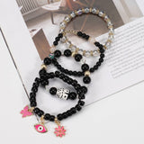 BUTTERFLY FLOWER EYE PENDANT BEADED BRACELET_CWAJE2223