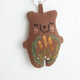 HAND EMBROIDERED WHEAT FLOWER BEAR PLUSH CHARM_CWMM6016