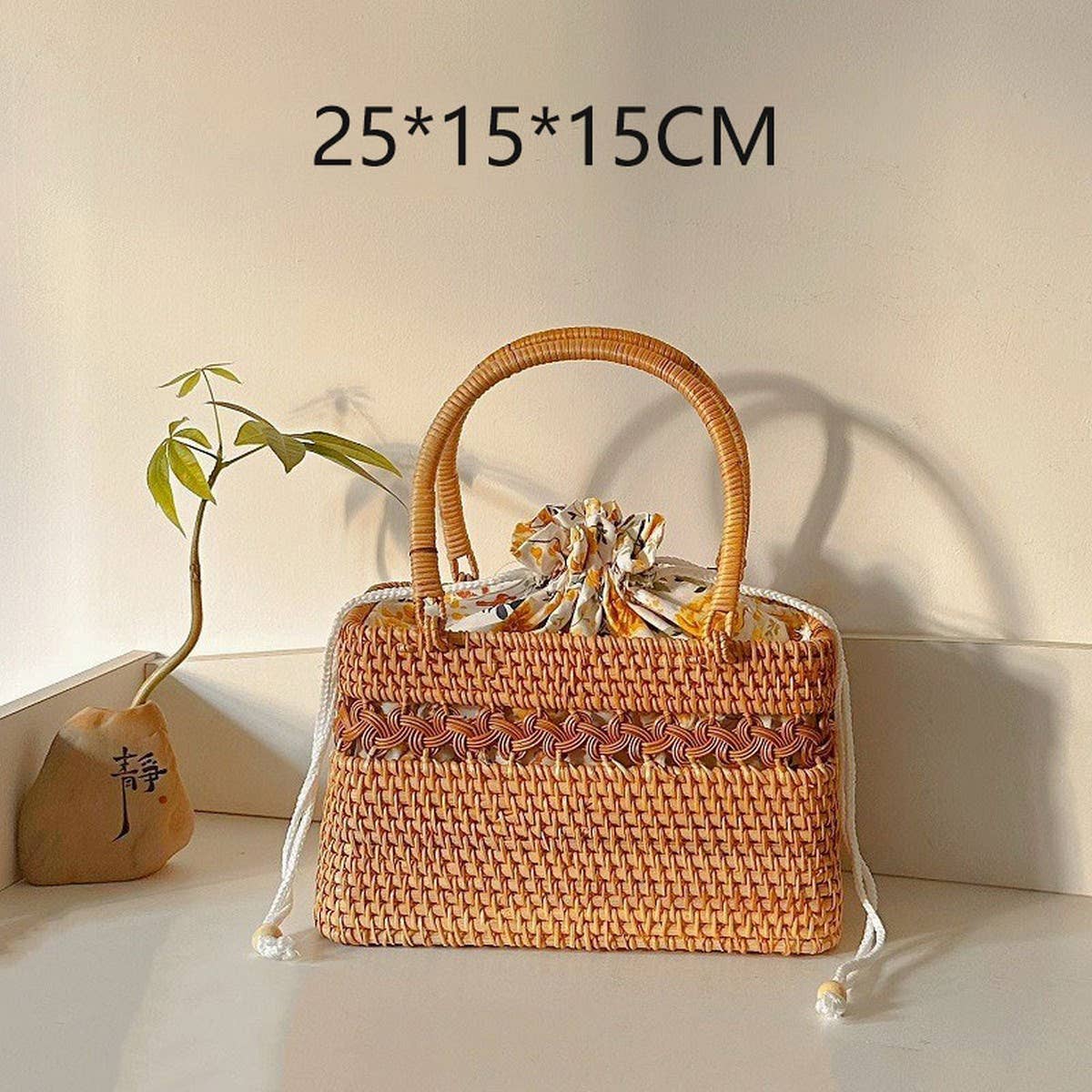 HANDMADE RATTAN BASKET SHELL STORAGE HANDBAG_CWMM4549
