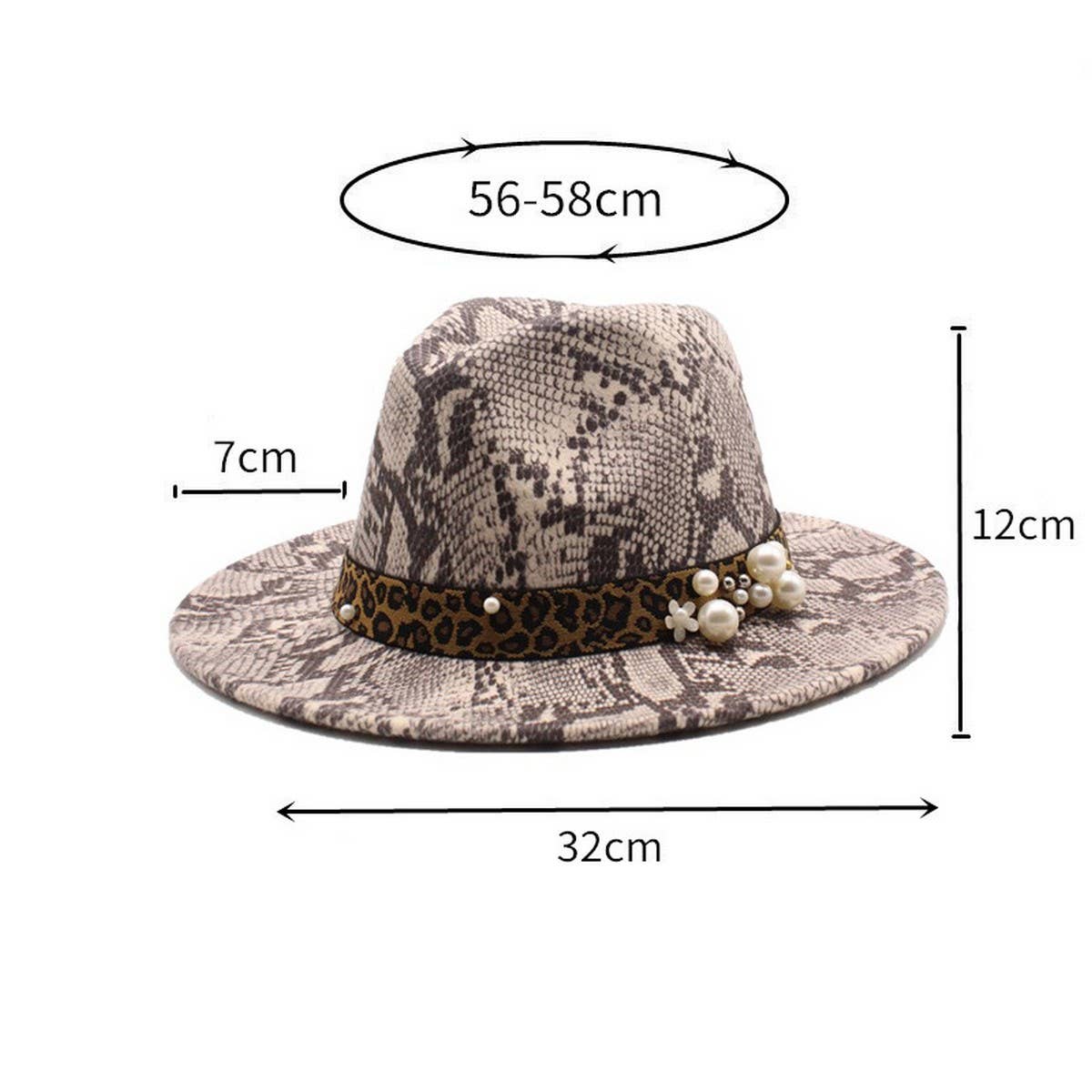 Wool Hat With Snake Pattern And Pearl Accessories_Cwah2594
