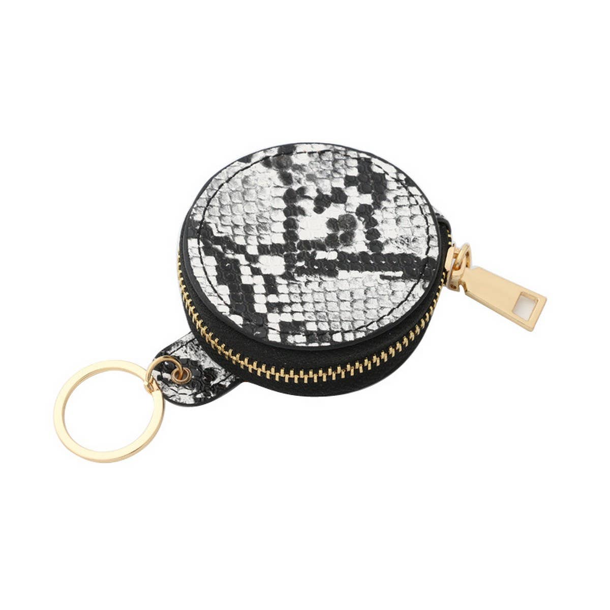 PU LEATHER ROUND WRISTLET WITH MIRROR POUCH_CWMM7021