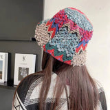 Cwah2213_Ethnic Retro Color Matching Knitted Bucket Hat