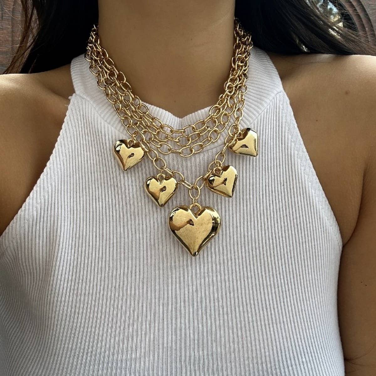 METAL STYLE PERSONALIZED HEART PENDANT NECKLACE_CWMM3136