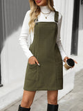 Textured Fabric Adjustable Strap Pocket Dress