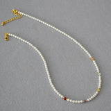 PEARL COLORED REAL STONE CRYSTAL BEADED NECKLACE_CWAJE2118