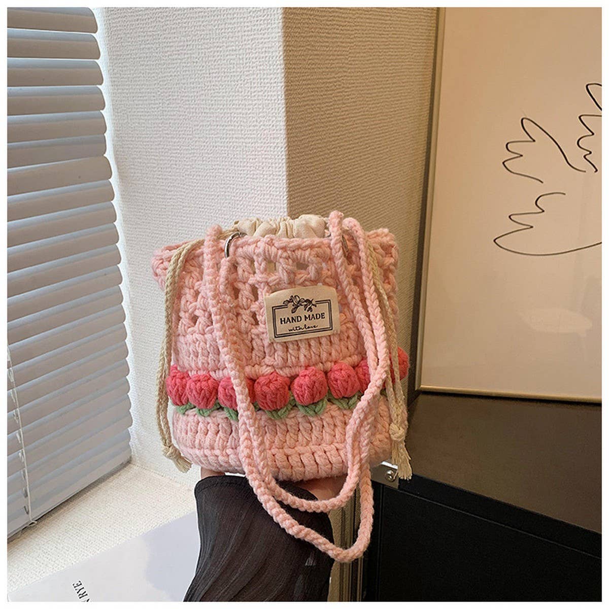 2024 NEW TULIP CONTRAST WOVEN CROSSBODY BAG_CWAB2398