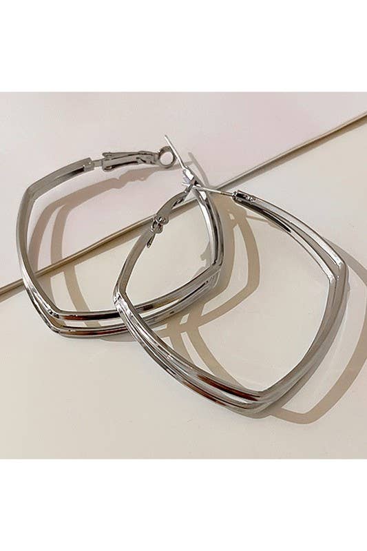 DOUBLE SQUARE RING SIMPLE EARRINGS_CWAJE147