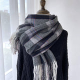PLAID FAUX CASHMERE MID LENGTH SCARF FOR WINTER_CWASC1456