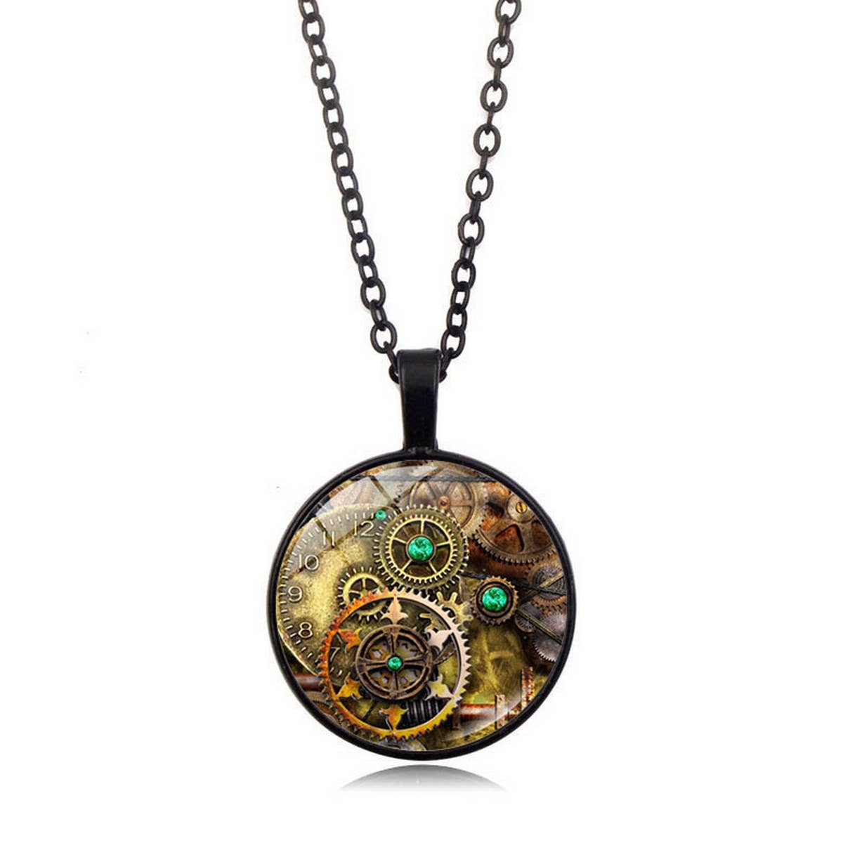 STEAMPUNK MECHANICAL TIME GEM NECKLACE JEWELRY_CWAJE0699