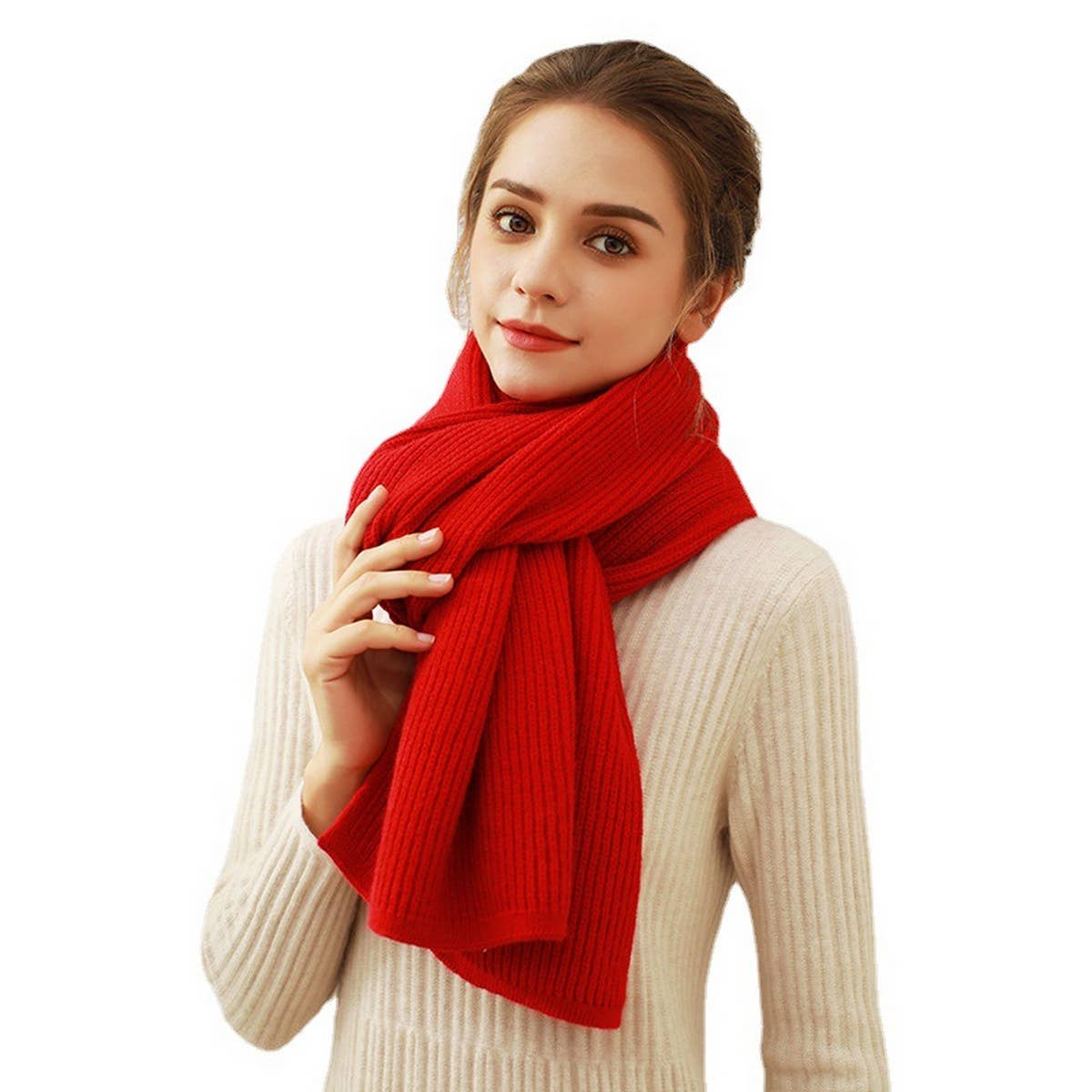 SOLID KNIT FAUX CASHMERE SCARF FOR WOMEN_CWASC0334