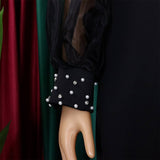 MESH STITCHING BEADED LOOSE PLUS SIZE DRESS_CWDSD6087