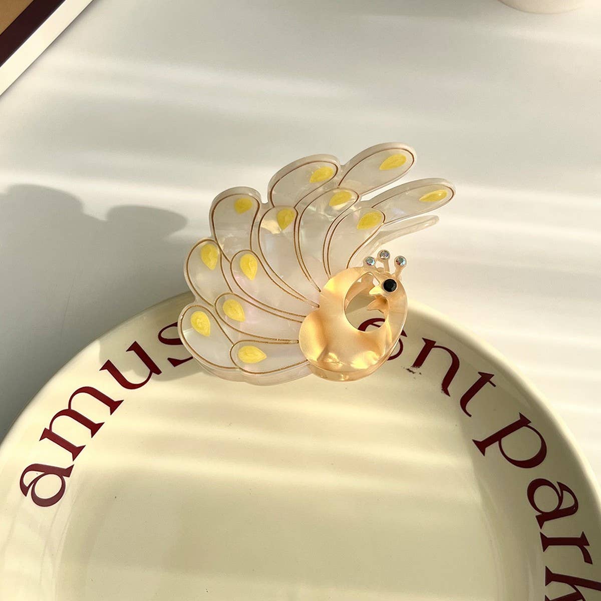 PEACOCK ACETATE HAIR CLAW RHINESTONE CHIC CLIP_CWAHA5900