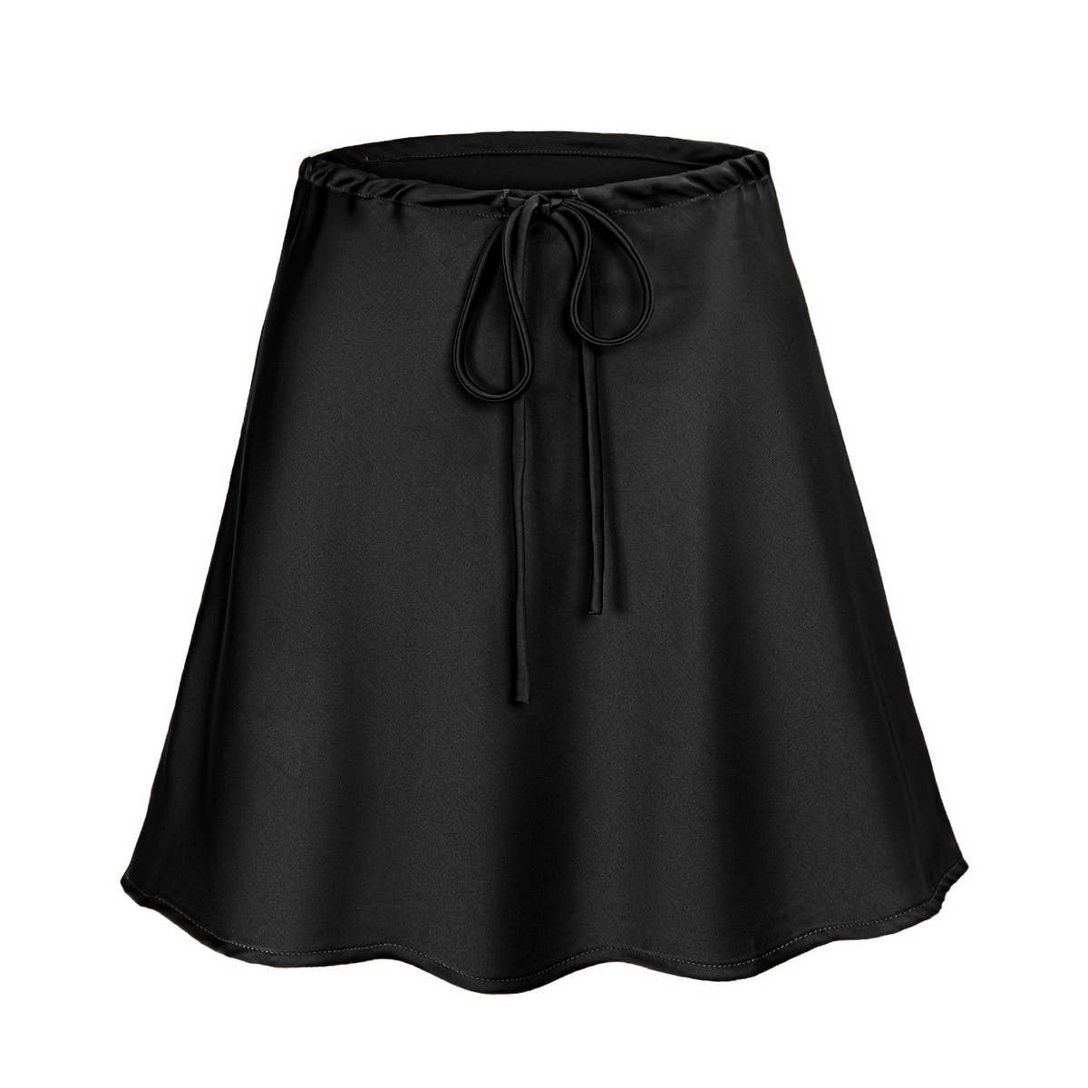 SATIN SKIRT DRAWSTRING CASUAL SHORT SKIRT_CWBSS0379