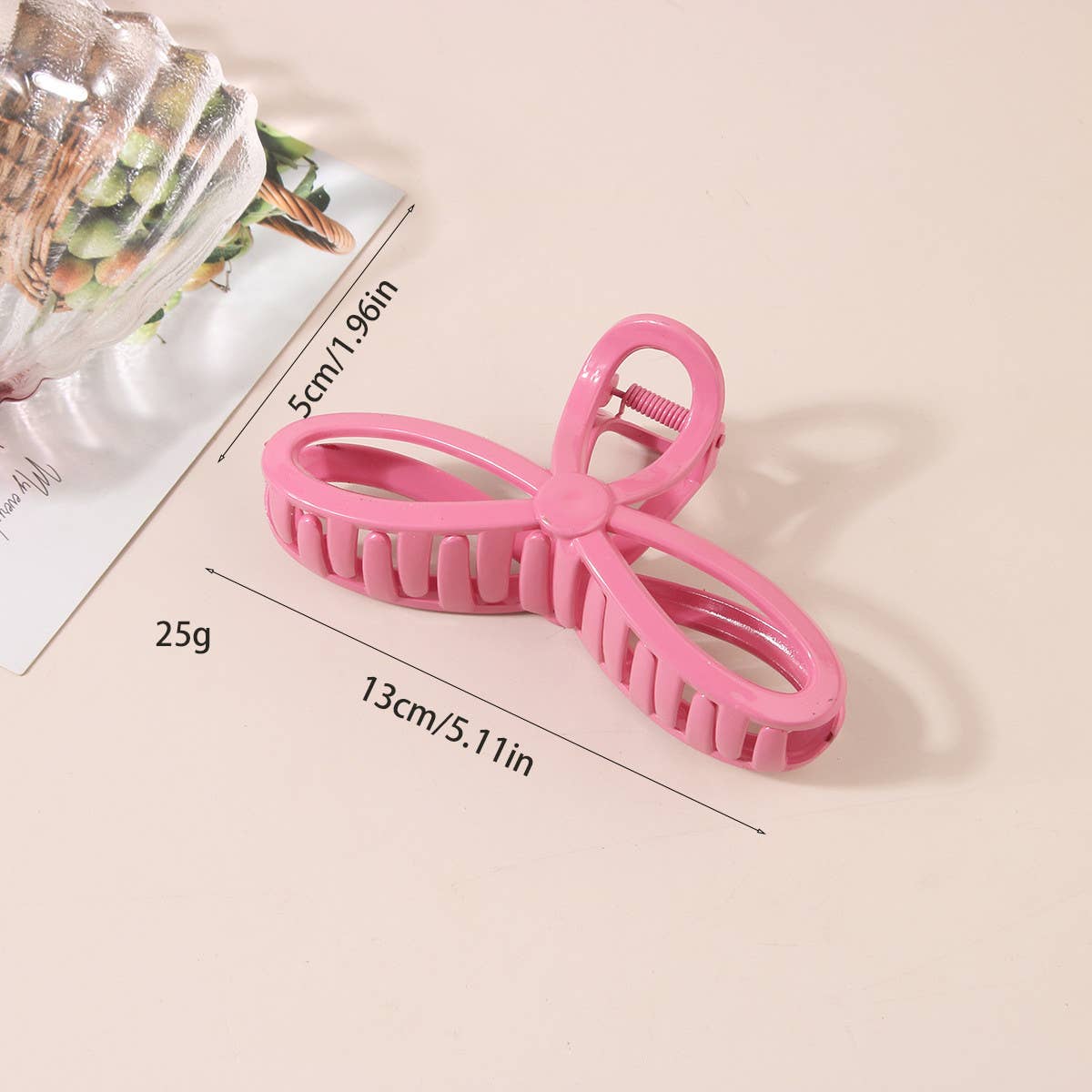 5 12 GLOSSY RESIN BOW HAIR CLAW CLIPS FOR WOMEN_CWAHA0486