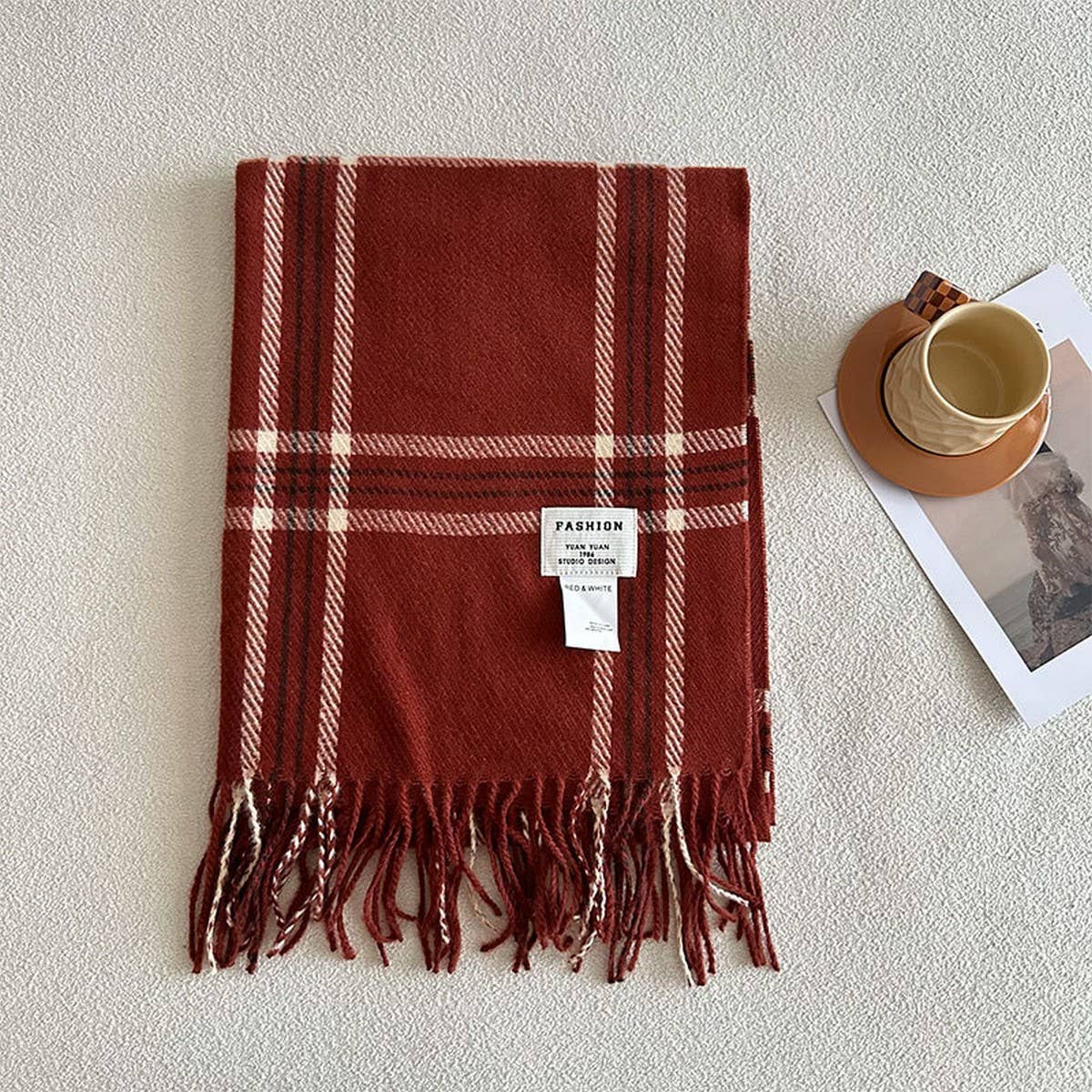 ANGORA RED SCARF FOR WOMEN WINTER WARMTH STYLE_CWASC2297