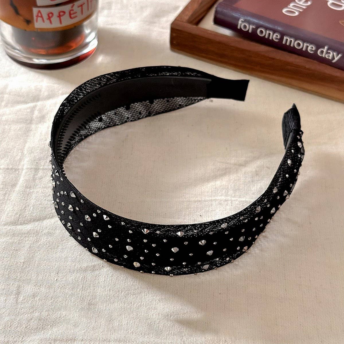 Rhinestone Mesh Headband Elegant Wide Style_Cwaha08171