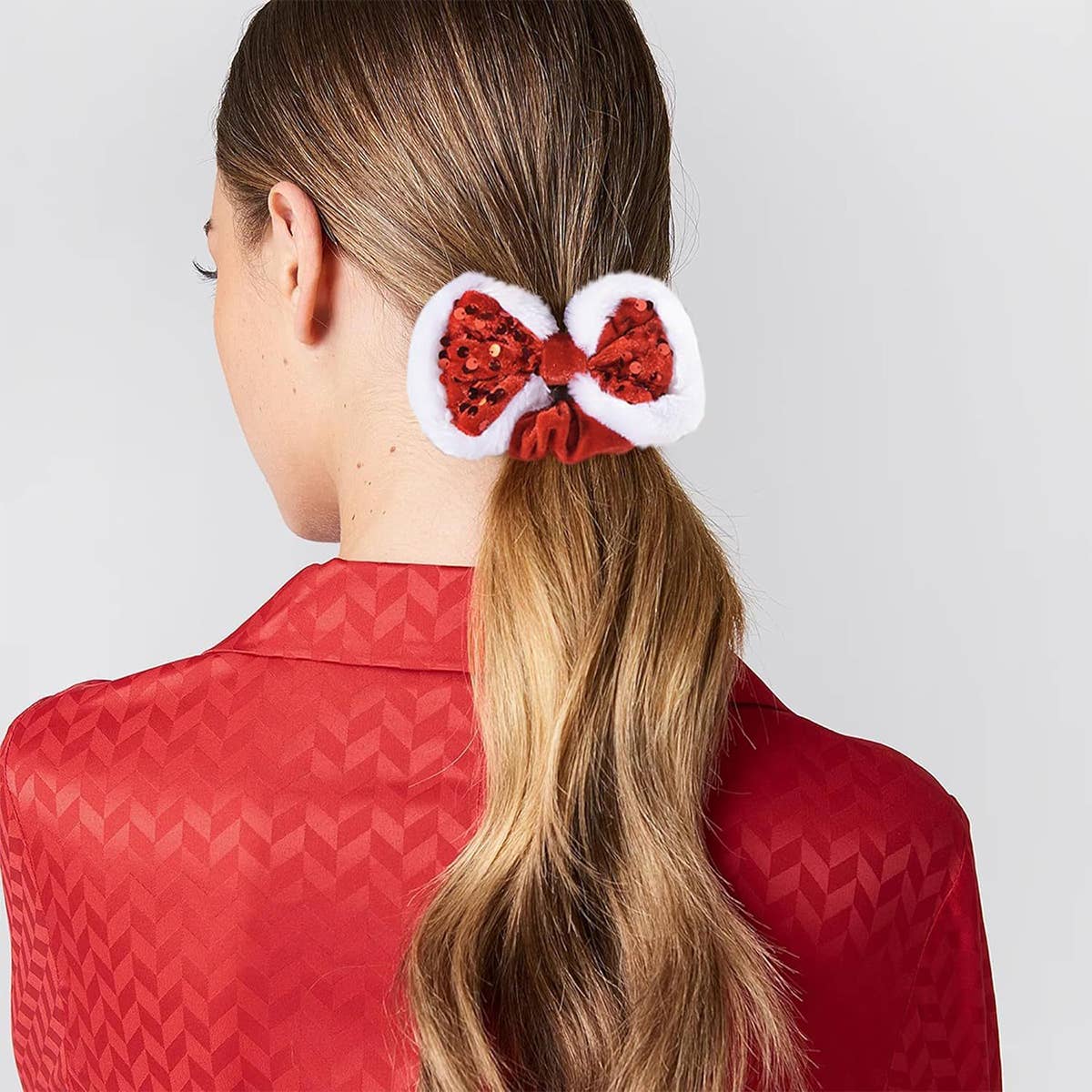 8Pcs Xmas Plush Hair Scrunchies Jingle Bells_Cwaha07590