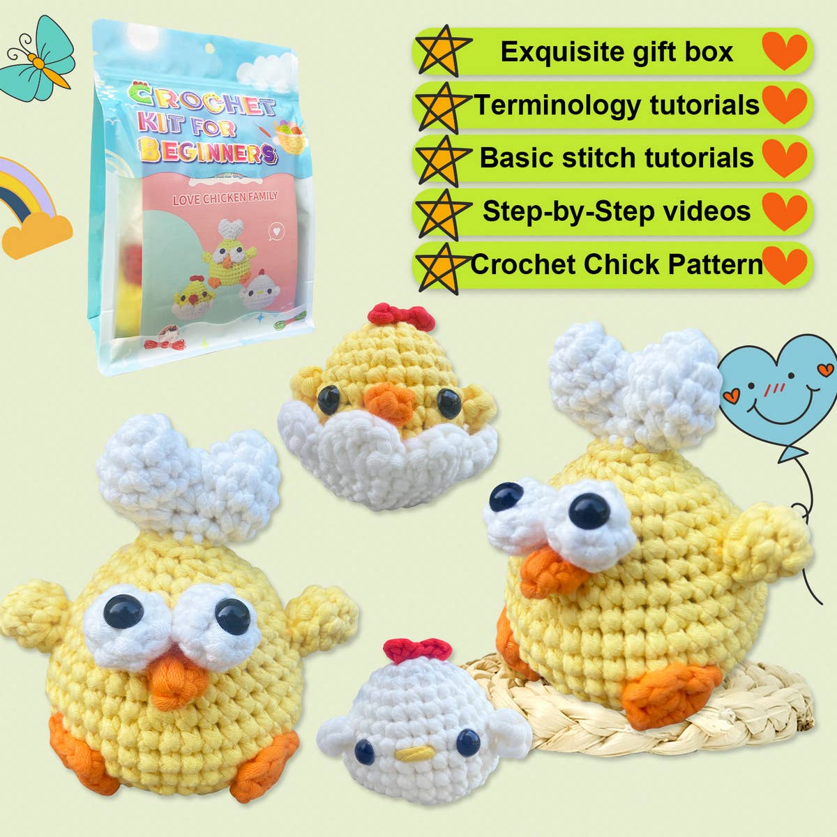 24 NEW LOVE CHICKEN CROCHET DOLL MATERIAL PACKAGE_CWMM1874