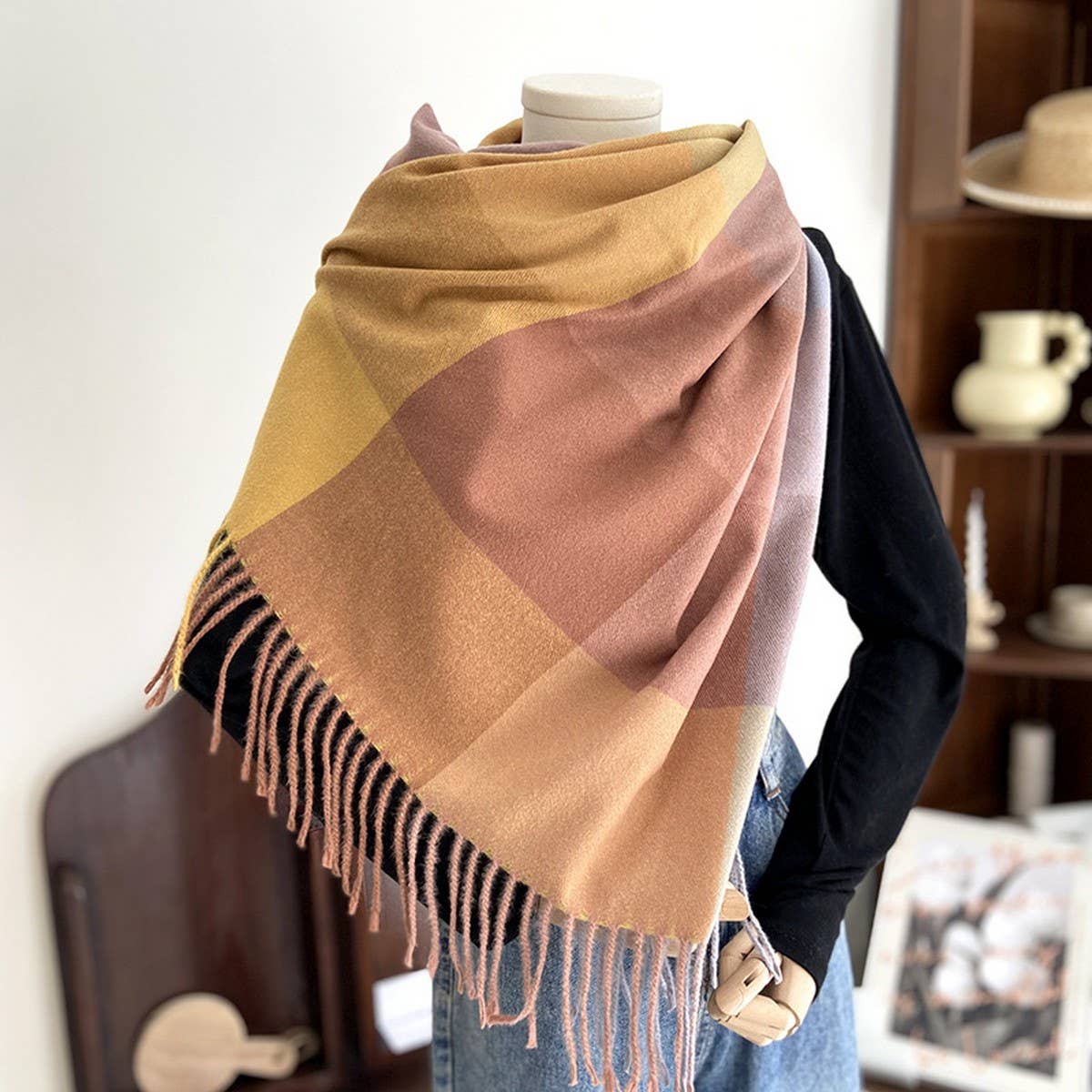 Warm Plaid Scarf Shawl For Women--Soft Winter Wrap_Cwasc1464