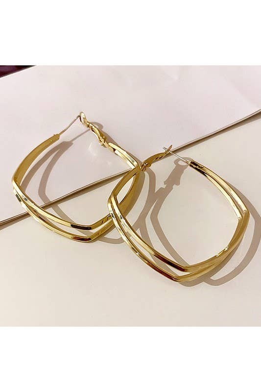 DOUBLE SQUARE RING SIMPLE EARRINGS_CWAJE147