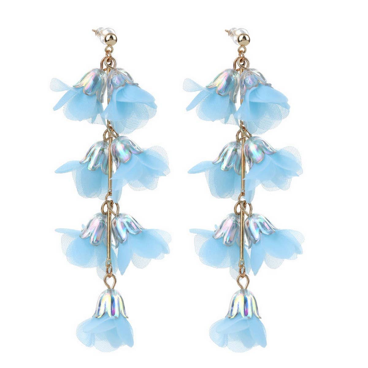 CRYSTAL FLOWER TASSEL EARRINGS ELEGANT LONG DROPS_CWMM6170