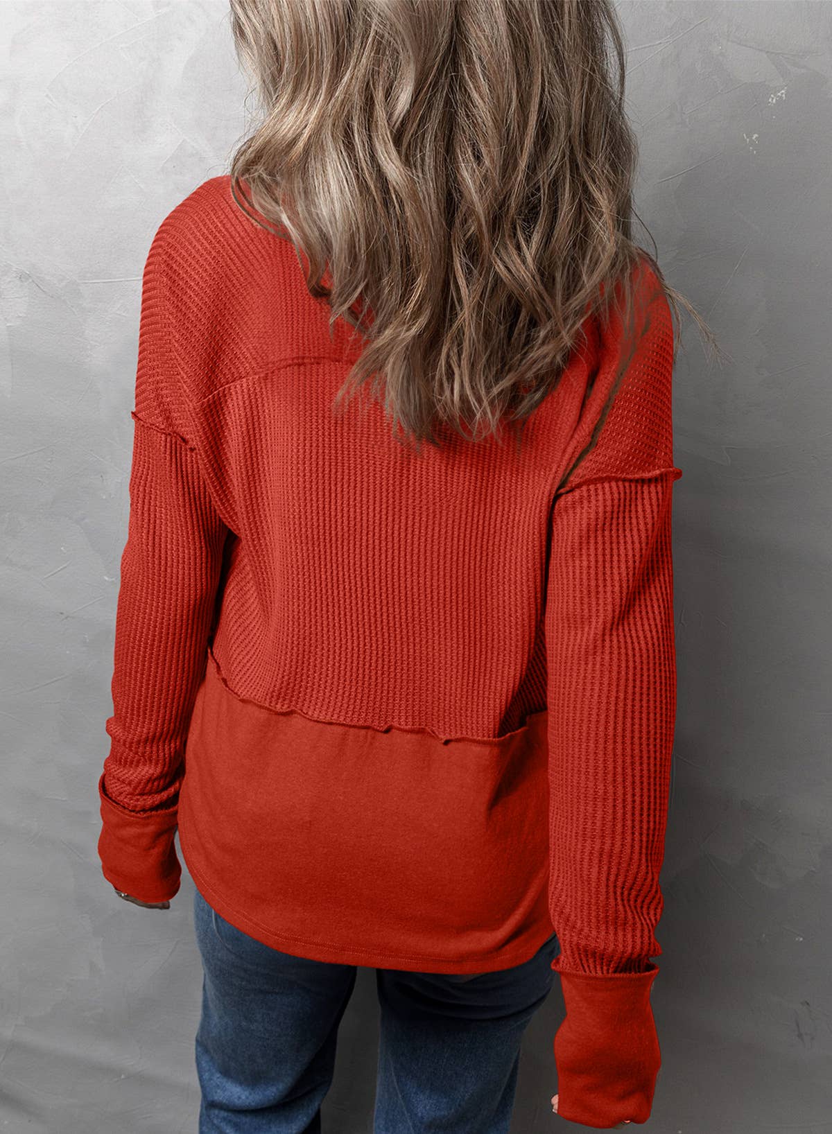 Solid Color Long Sleeve Patchwork Loose Hoodie