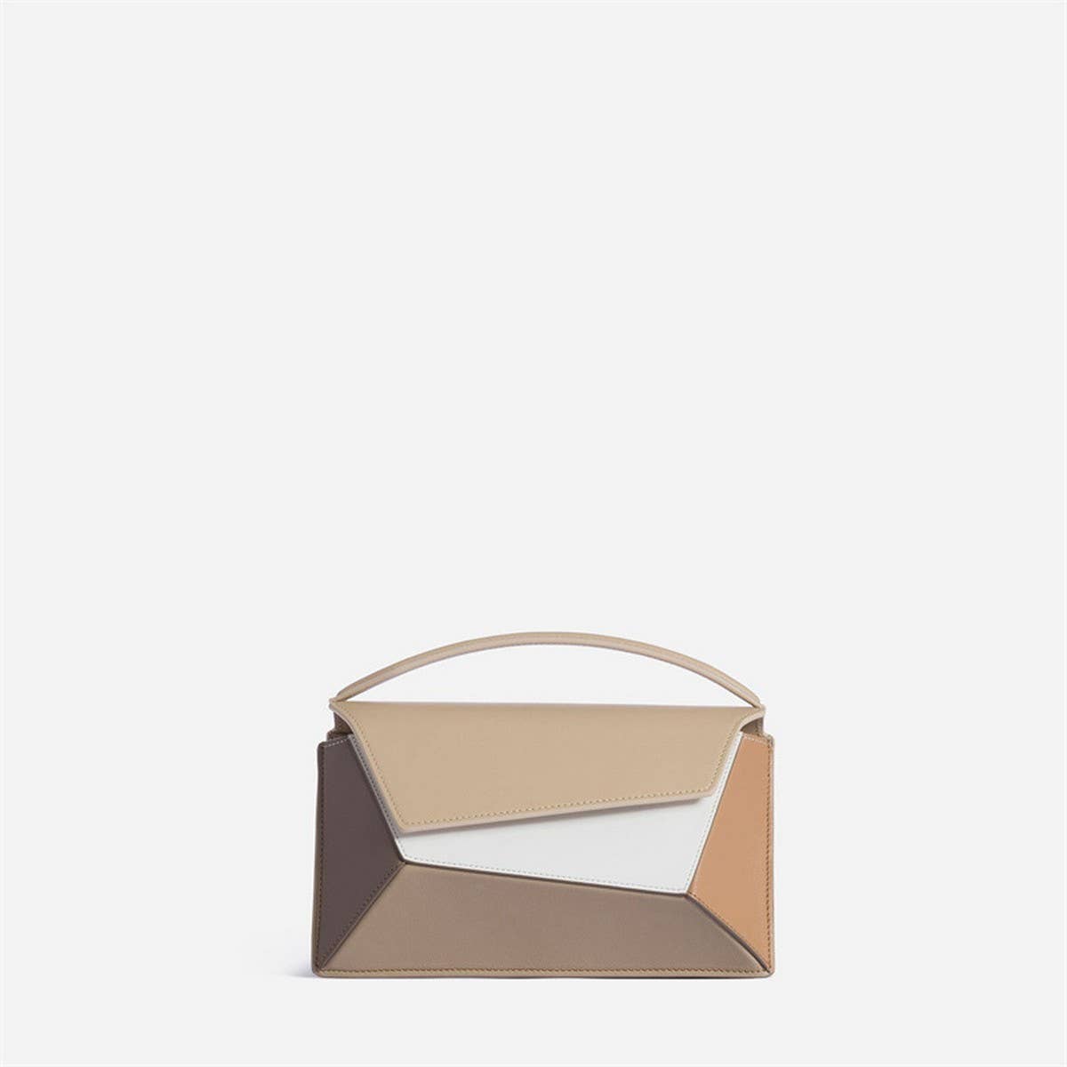 GEOMETRIC CONTRASTING COLOR PATCHWORK HANDL BAG_CWAB1932