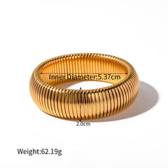 CHIC WIDE SNAKE CHAIN BANGLE IN GOLD SILVER STEEL_CWAJE4772