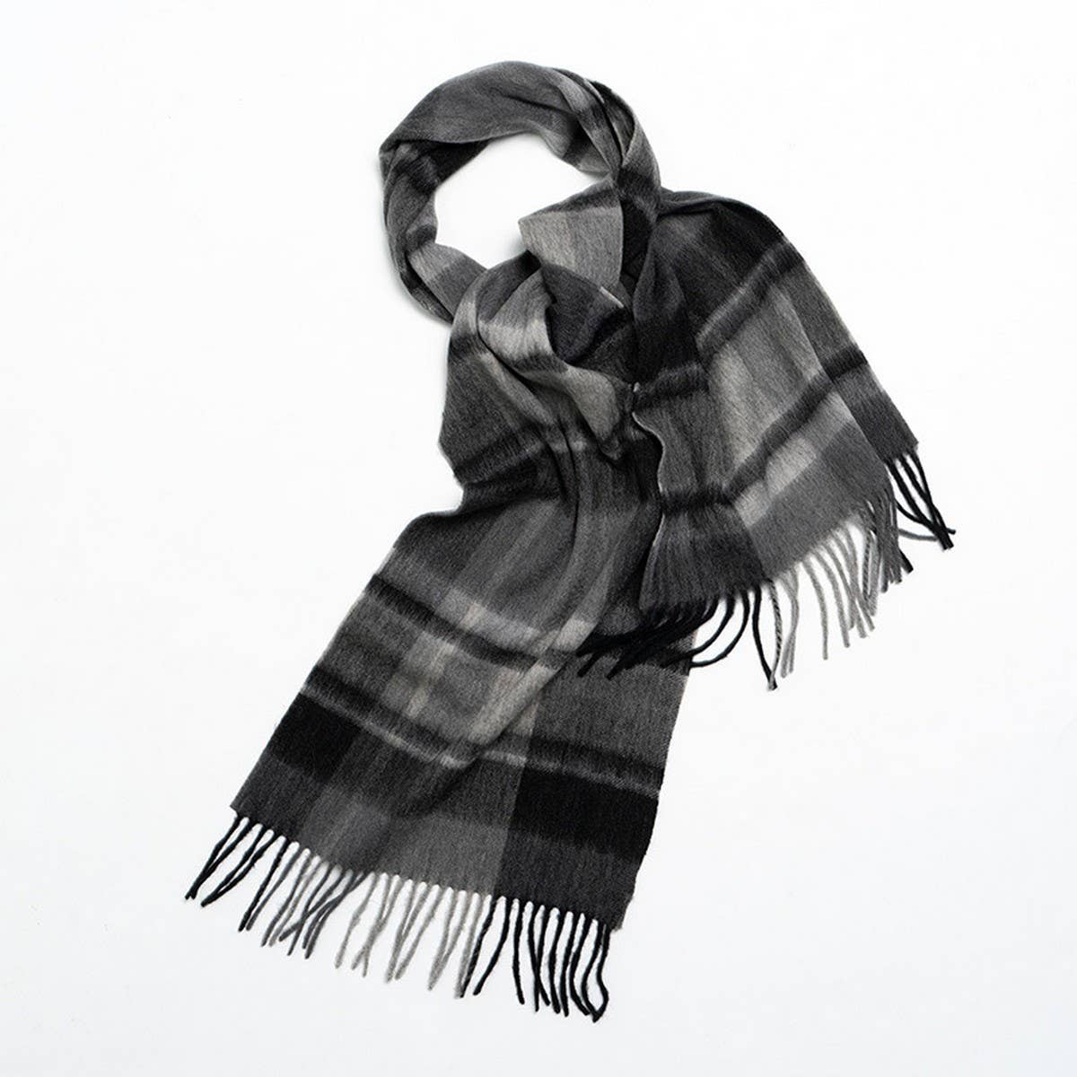 NORDIC PLAID WOOL SCARF WARM WINTER COUPLE WRAP_CWASC2357