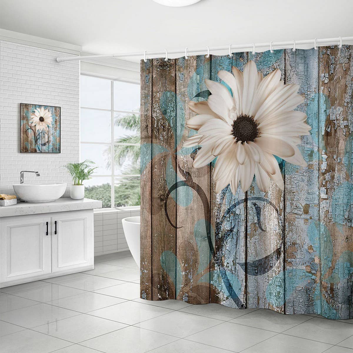 FLOWER WATERPROOF BATHROOM SHOWER CURTAIN_CWMM1798