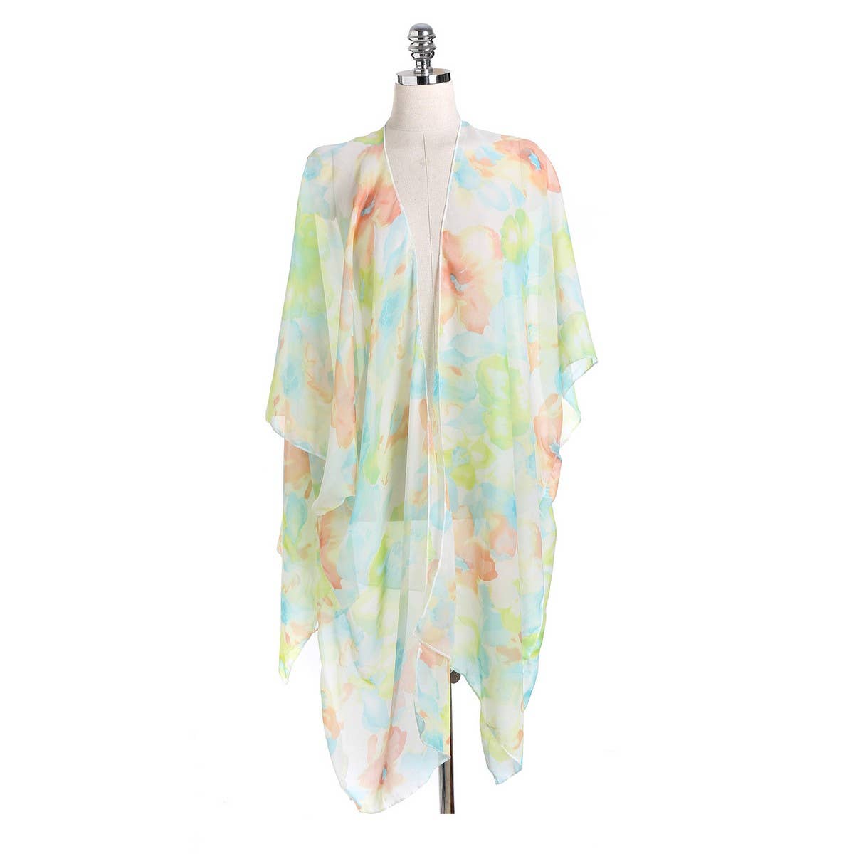 MULTICOLOR FLORAL PRINT OPEN FRONT KIMONO CARDIGAN_CWASC0789